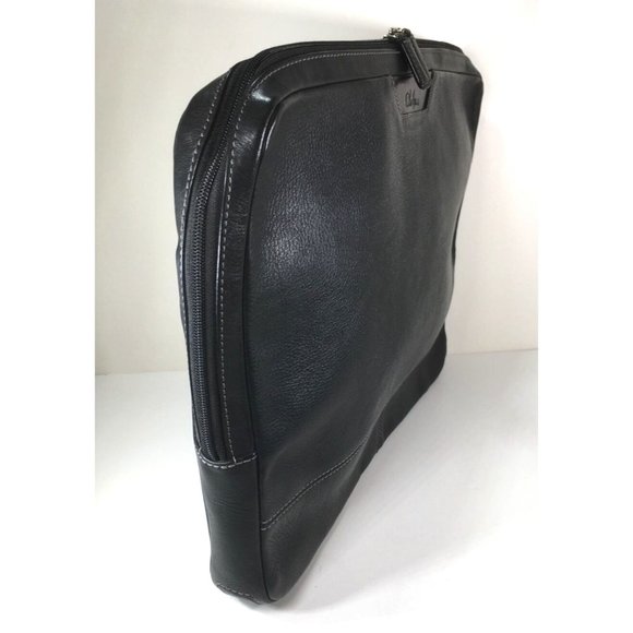 Cole Haan Mens Black Leather Double Two Way Zip Laptop Attache Briefcase - Picture 10 of 12